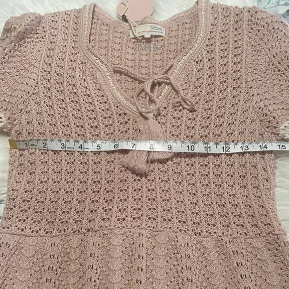 Odd Molly Blush Crochet Long Sleeve Dress